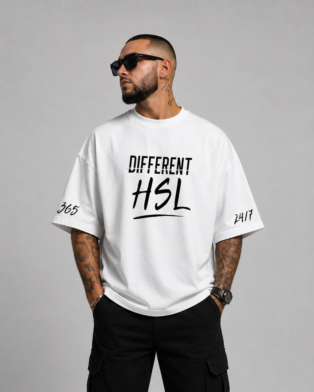 Different HSL Hustle тениска — гръб с мотивационен дизайн